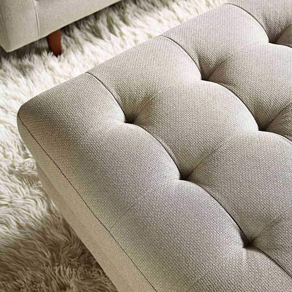 Henrietta Ottoman, Beige Woven Fabric