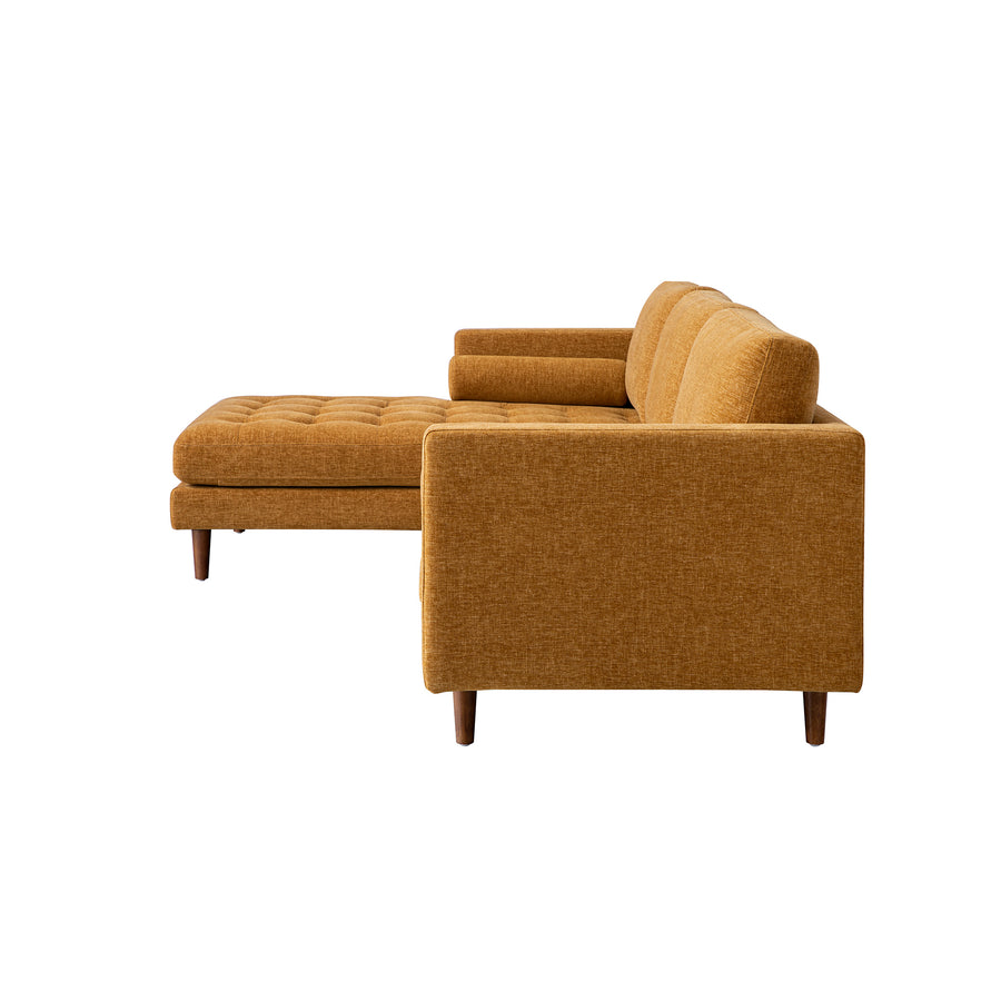 Henrietta Spiced Honey Chenille Grand 4-Seater Chaise End Sofa, Left Hand Facing