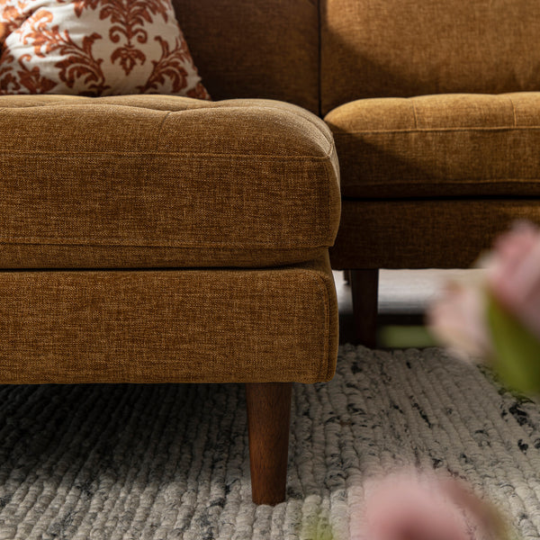 Henrietta Spiced Honey Chenille Grand 4-Seater Chaise End Sofa, Left Hand Facing