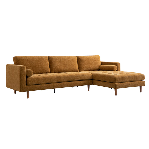Henrietta Spiced Honey Chenille Grand 4-Seater Chaise End Sofa, Right Hand Facing