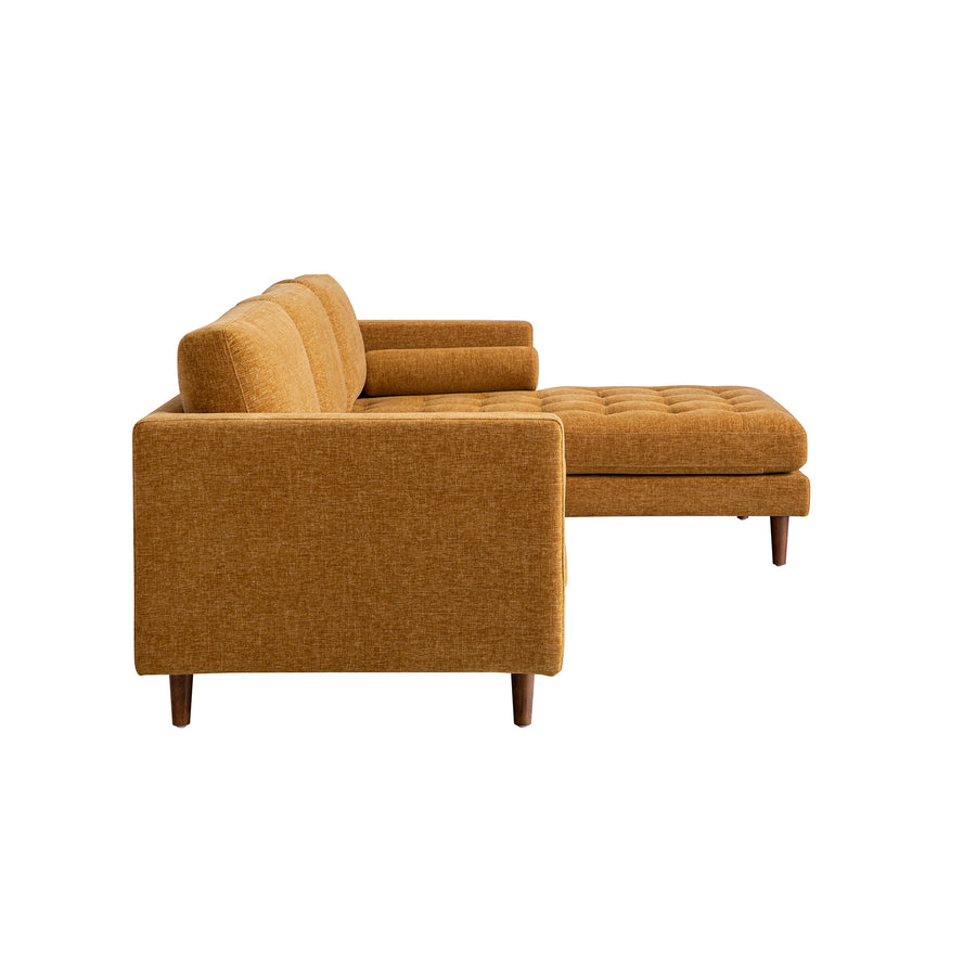 Henrietta Spiced Honey Chenille Grand 4-Seater Chaise End Sofa, Right Hand Facing