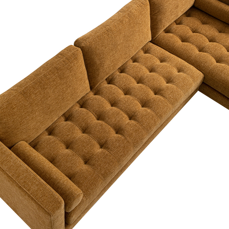 Henrietta Spiced Honey Chenille Grand 4-Seater Chaise End Sofa, Right Hand Facing