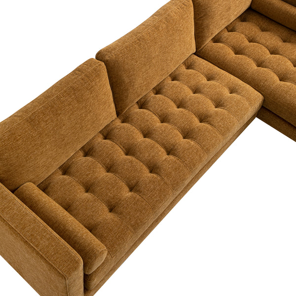 Henrietta Spiced Honey Chenille Grand 4-Seater Chaise End Sofa, Right Hand Facing