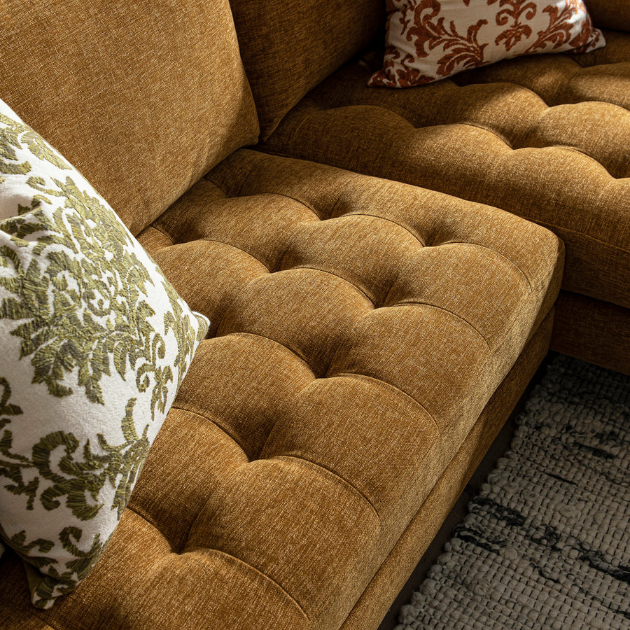 Henrietta Spiced Honey Chenille Grand 4-Seater Chaise End Sofa, Right Hand Facing