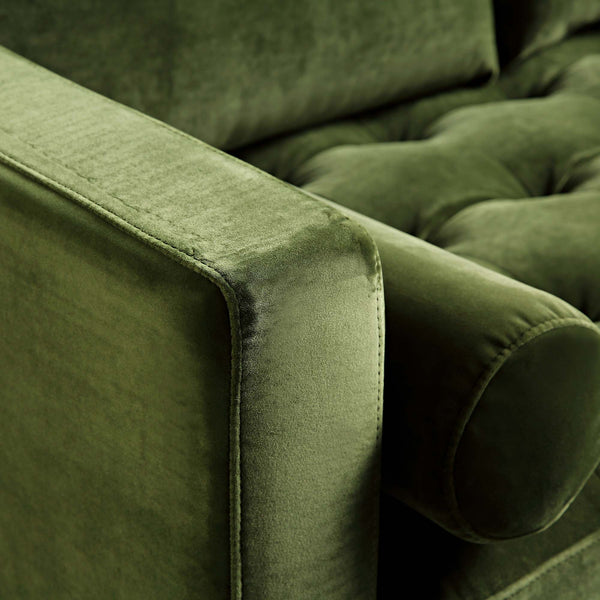 Henrietta 2-Seater Sofa, Moss Green Velvet