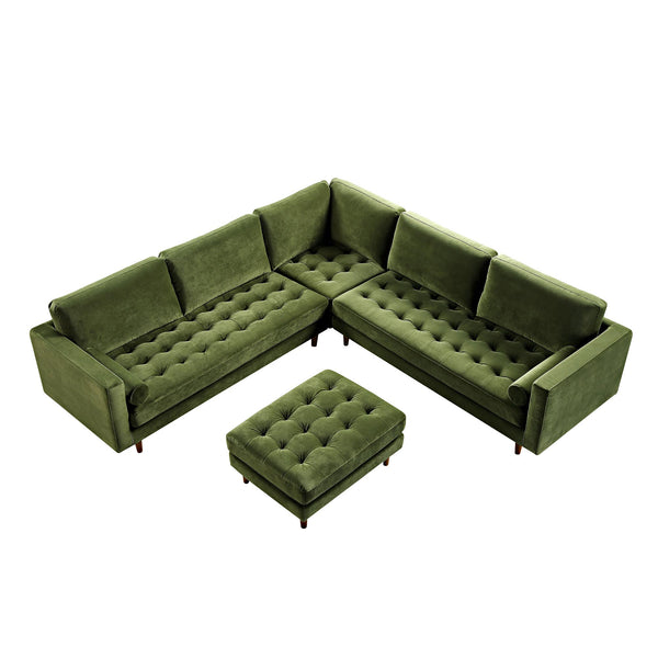 Henrietta 5+Seater Corner Sofa, Moss Green Velvet