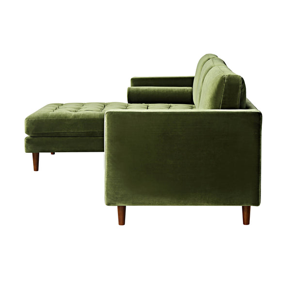 Henrietta Grand 4-Seater LHF Chaise End Sofa, Moss Green Velvet