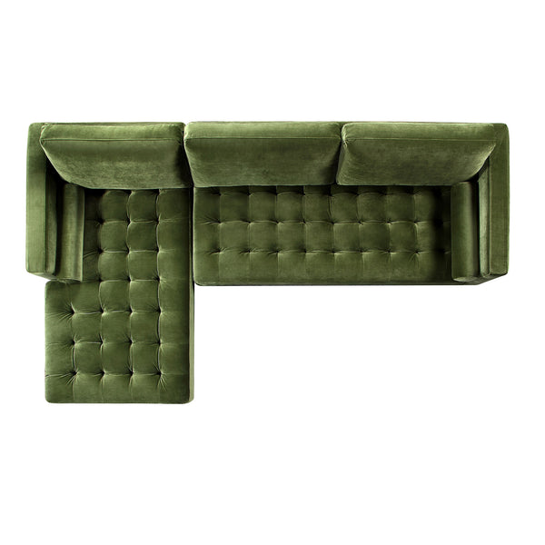 Henrietta Grand 4-Seater LHF Chaise End Sofa, Moss Green Velvet