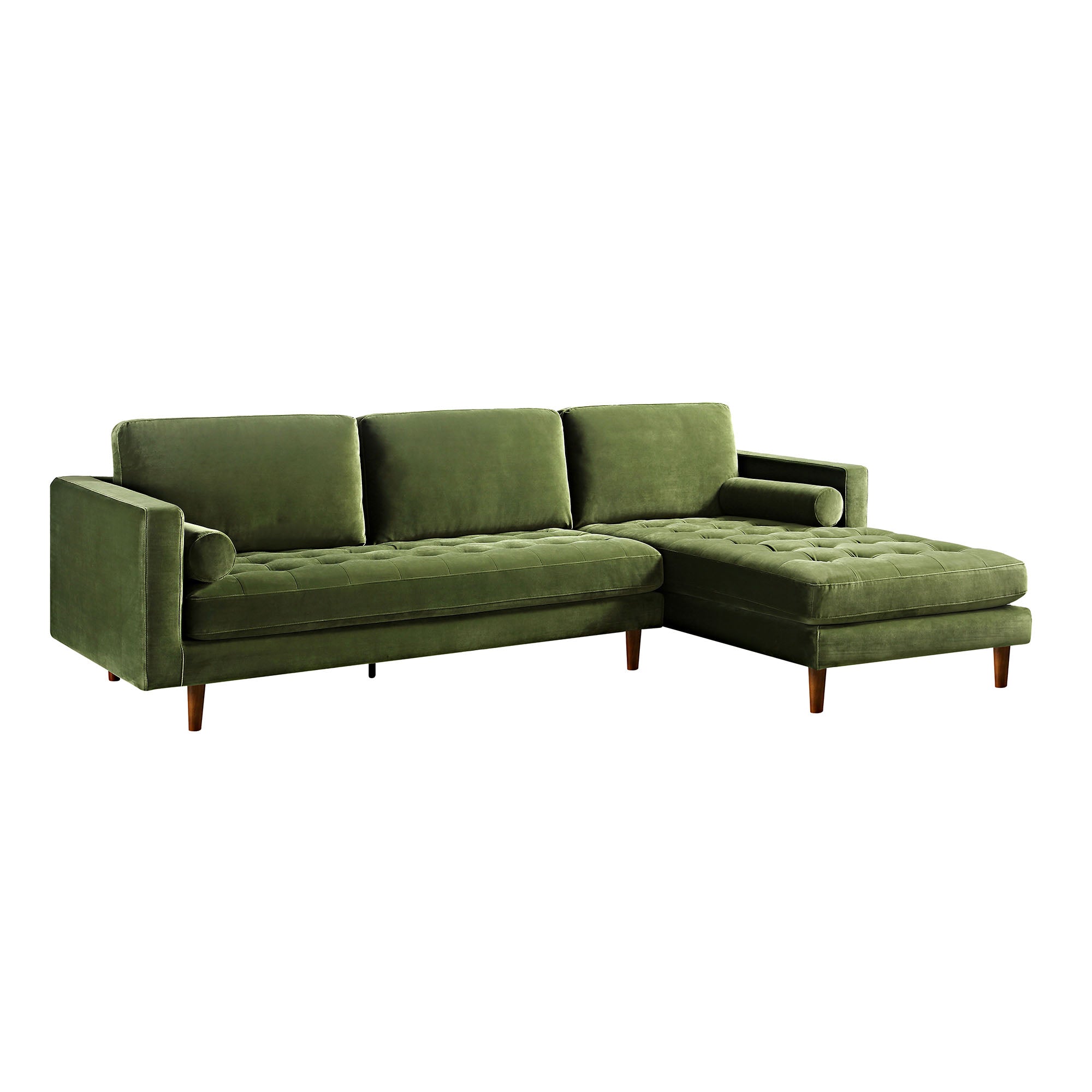 Henrietta Grand 4-Seater RHF Chaise End Sofa, Moss Green Velvet