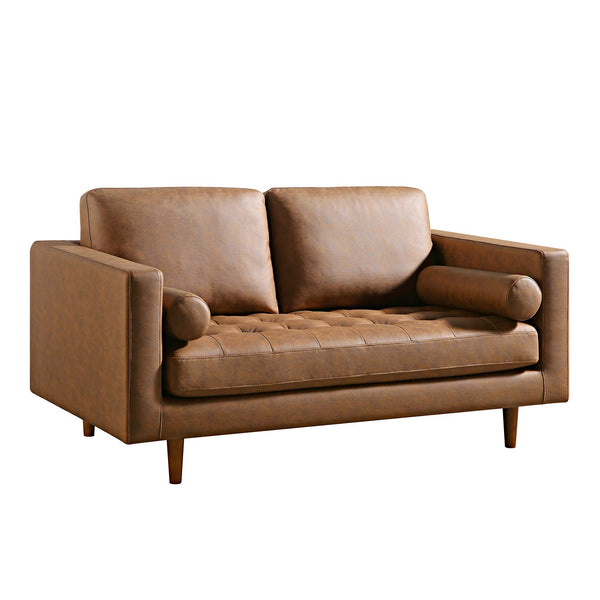 Henrietta 2-Seater Sofa, Tan Faux Suede