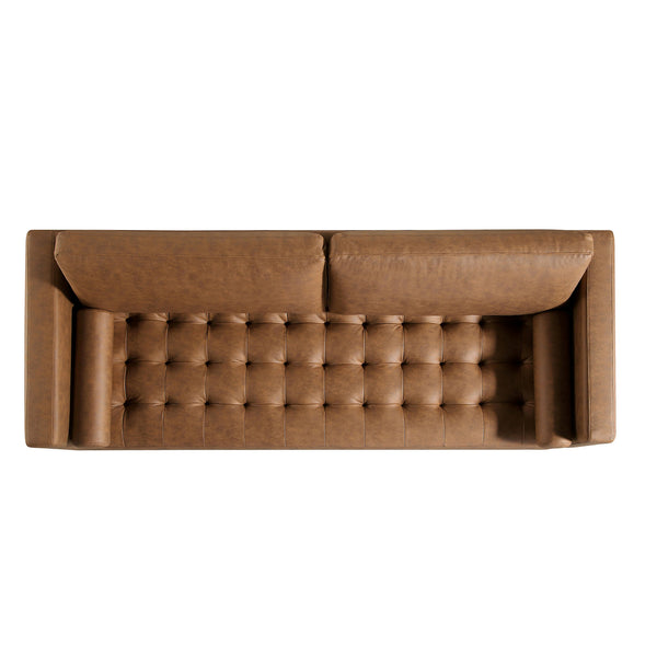 Henrietta Large 3-Seater Sofa, Tan Faux Leather