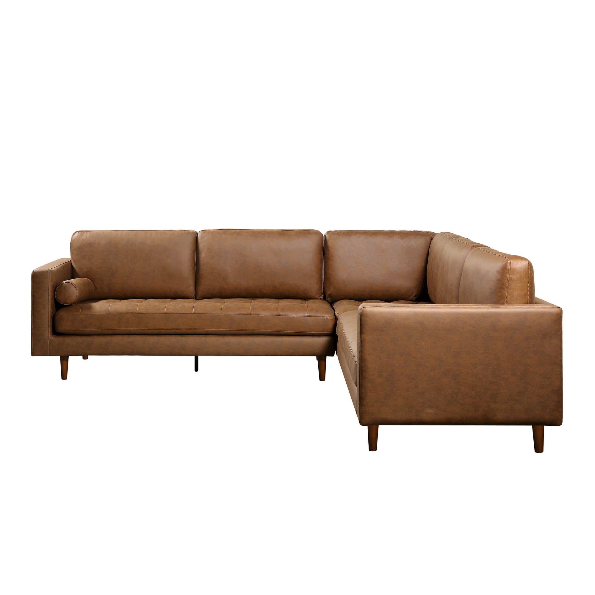 Henrietta 5+Seater Corner Sofa, Tan Faux Leather
