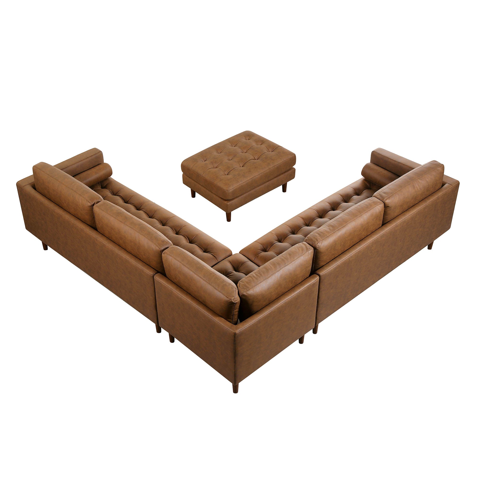 Henrietta 5+Seater Corner Sofa, Tan Faux Leather