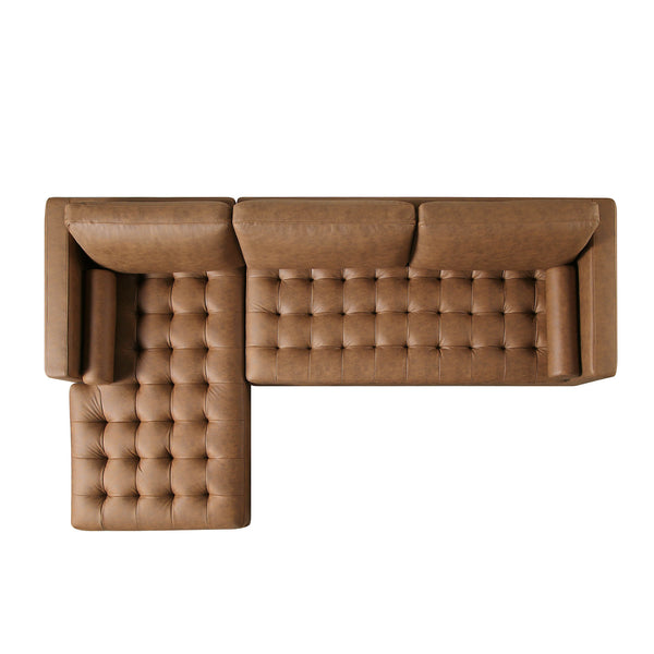 Henrietta Grand 4-Seater LHF Chaise End Sofa, Tan Faux Leather