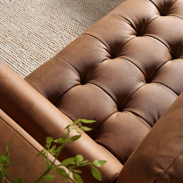 Henrietta Tan Faux Suede Grand 4-Seater Chaise End Sofa, Left Hand Facing