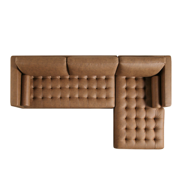 Henrietta Grand 4-Seater RHF Chaise End Sofa, Tan Faux Leather