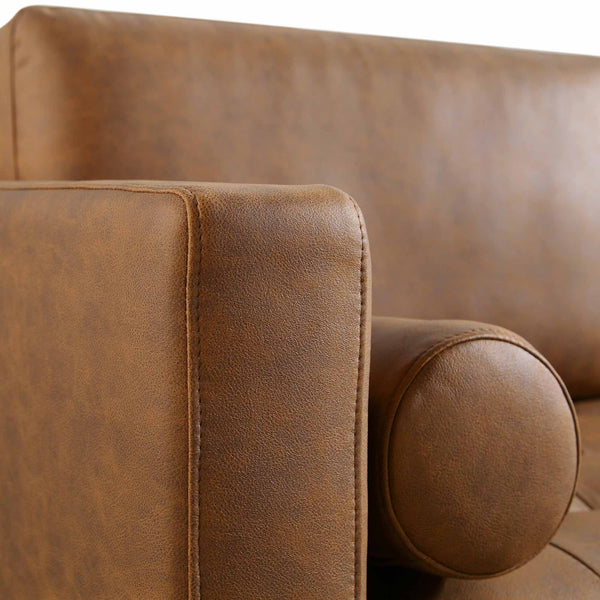 Henrietta Grand 4-Seater LHF Chaise End Sofa, Tan Faux Leather