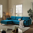 Henrietta Teal Velvet Grand 4 - Seater Chaise End Sofa, Left Hand Facing - daals