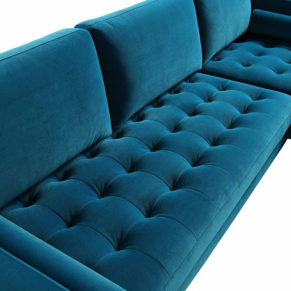 Henrietta Teal Velvet Grand 4-Seater Chaise End Sofa, Right Hand Facing