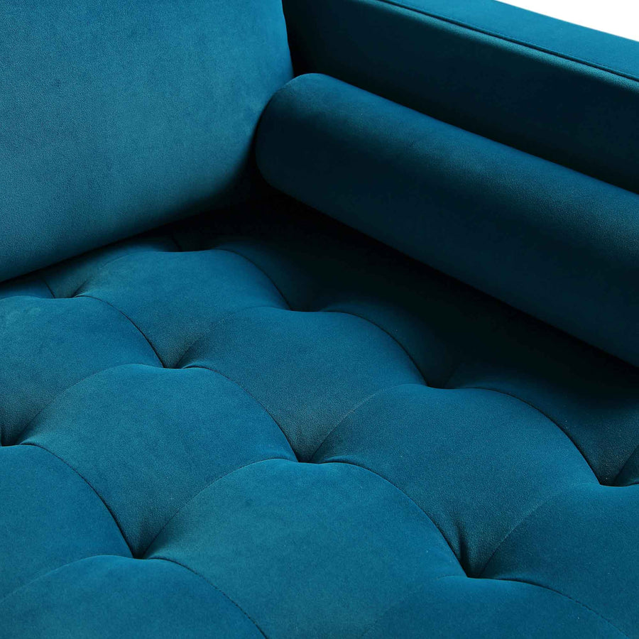Henrietta Teal Velvet Grand 4-Seater Chaise End Sofa, Right Hand Facing