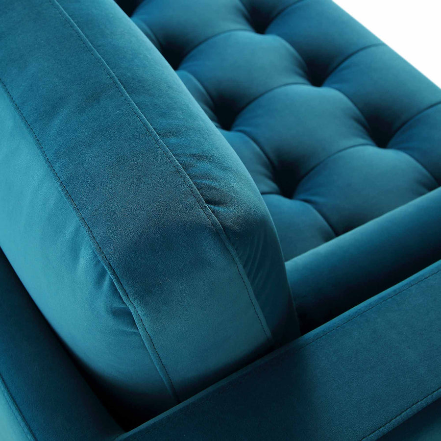 Henrietta Teal Velvet Grand 4-Seater Chaise End Sofa, Right Hand Facing