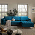 Henrietta Teal Velvet Grand 4 - Seater Chaise End Sofa, Right Hand Facing - daals