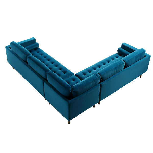 Henrietta 5+Seater Corner Sofa, Teal Velvet