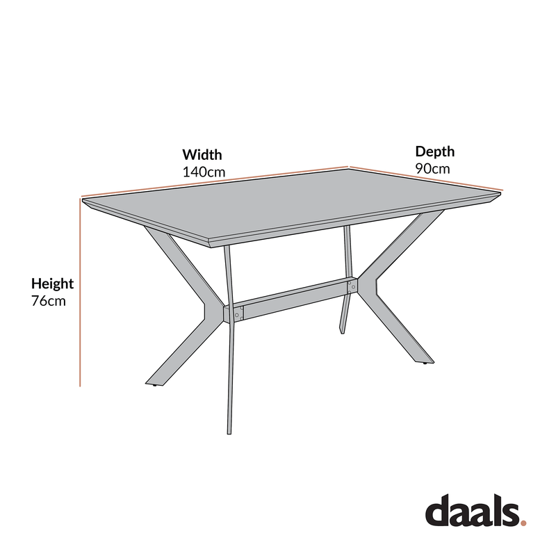 Granby Wotan Oak Effect 140cm Dining Table with Geometric Metal Legs