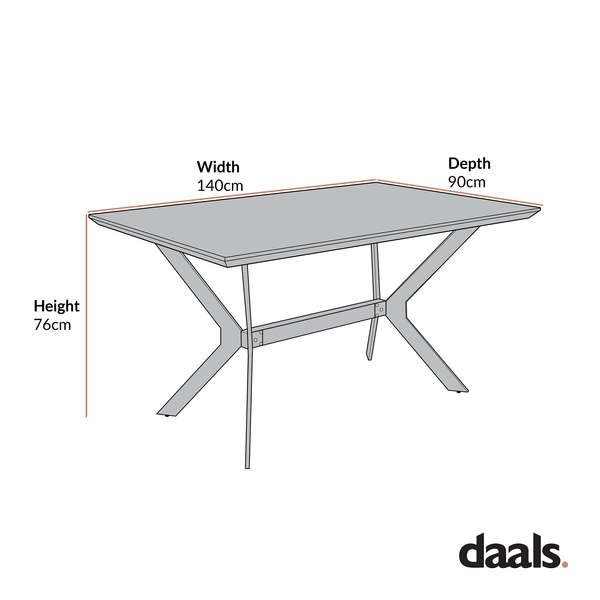 Granby Wotan Oak Effect 140cm Dining Table with Geometric Metal Legs