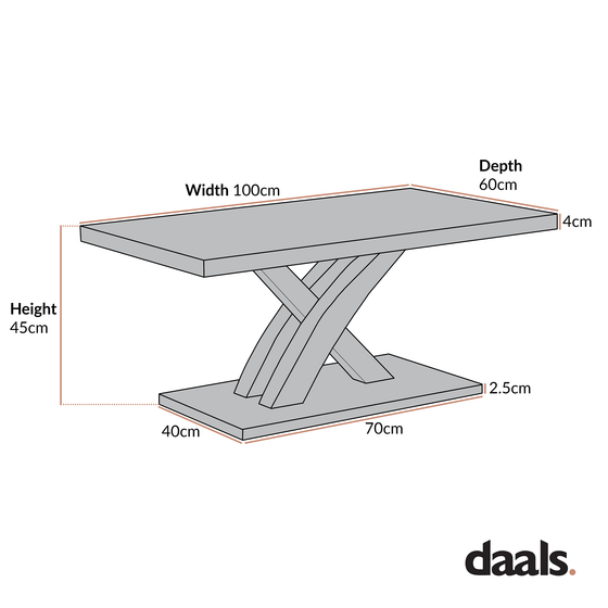 Basel High Gloss White Coffee Table with Stainless Steel Base