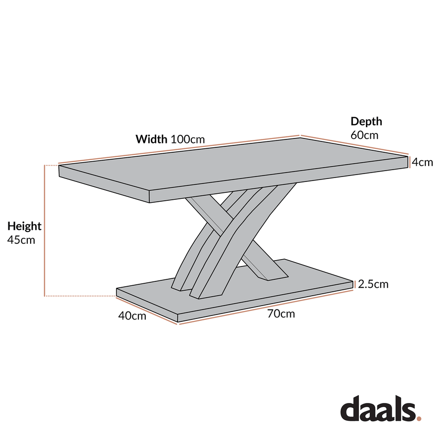 Basel High Gloss White Coffee Table with Stainless Steel Base