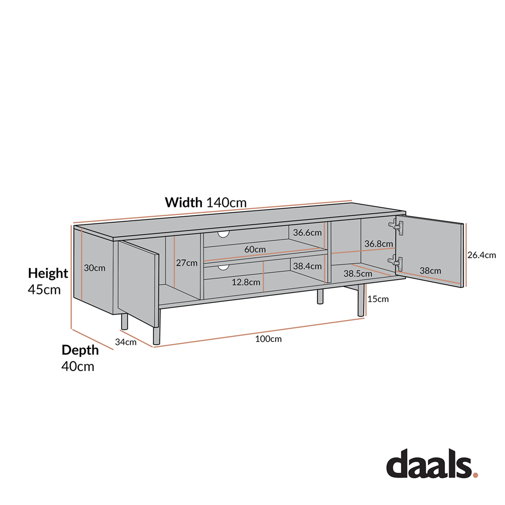 Brooklyn 140cm Wide TV Unit