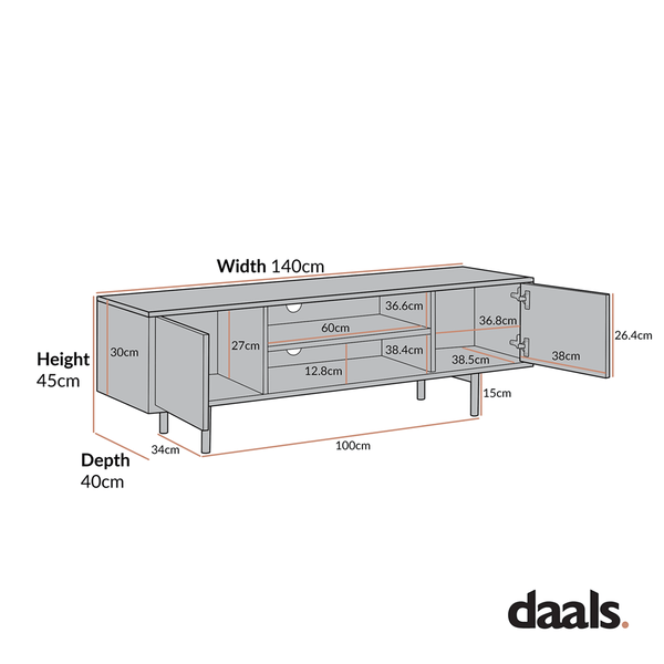 Brooklyn 140cm Wide TV Unit