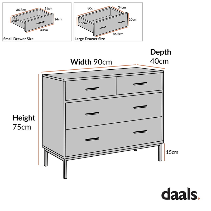 Carnaby 2 over 2 Chest of Drawers