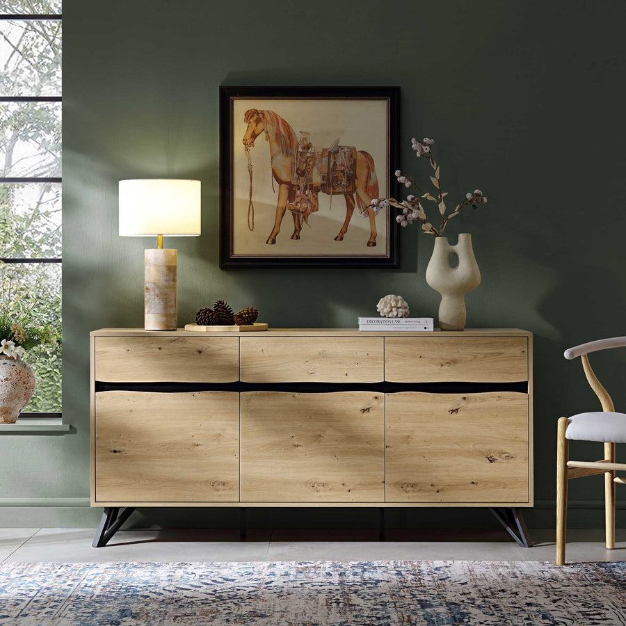 Weston Oak Effect 3 Door 3 Drawer Large Sideboard