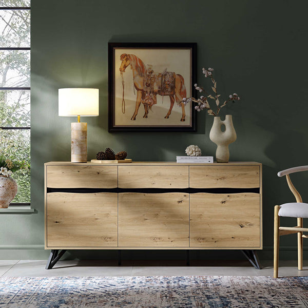 Weston Oak Effect 3 Door 3 Drawer Large Sideboard
