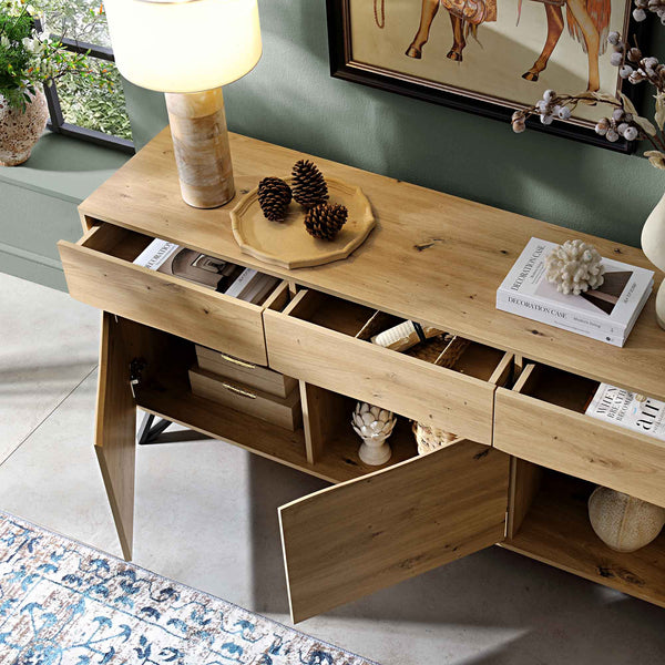 Weston Oak Effect 3 Door 3 Drawer Large Sideboard