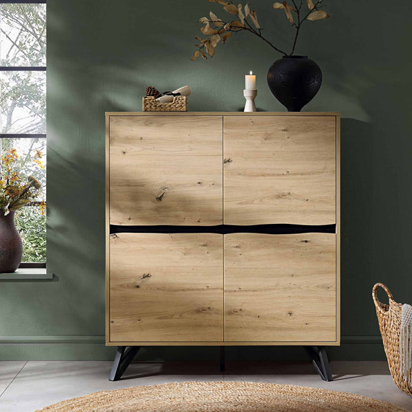 Weston Oak Effect 4 Door Cabinet