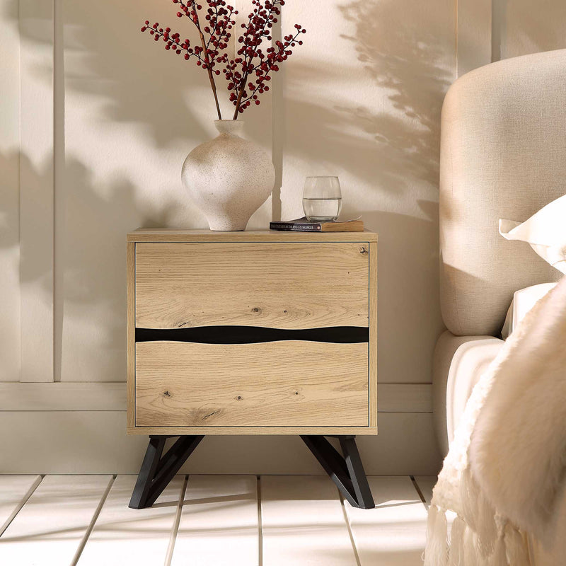 Weston Oak Effect 2 Drawer Bedside Table