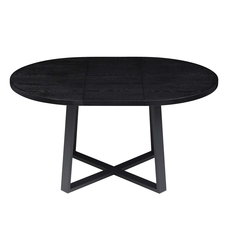 Bern Extending Round Dining Table with Metal Legs, Black
