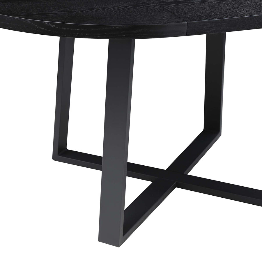 Bern Extending Round Dining Table with Metal Legs, Black
