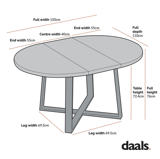 Bern Extending Round Dining Table with Metal Legs, Oak