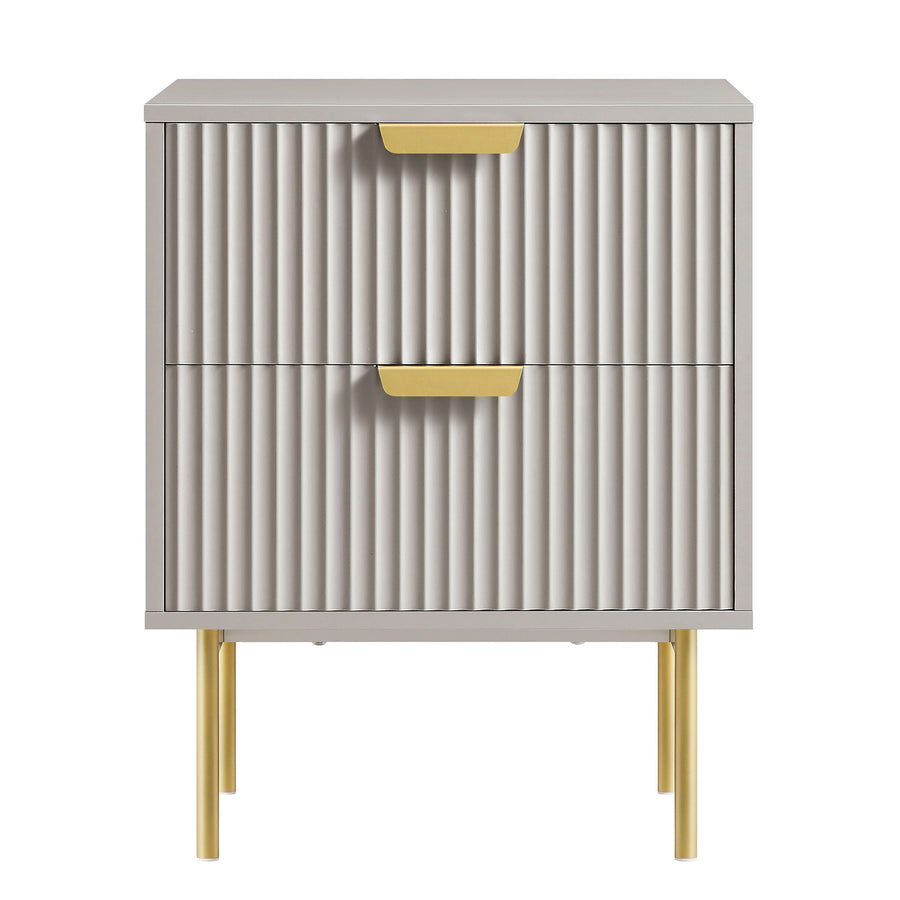 Richmond Ridged 2 Drawer Bedside Table, Matte Taupe