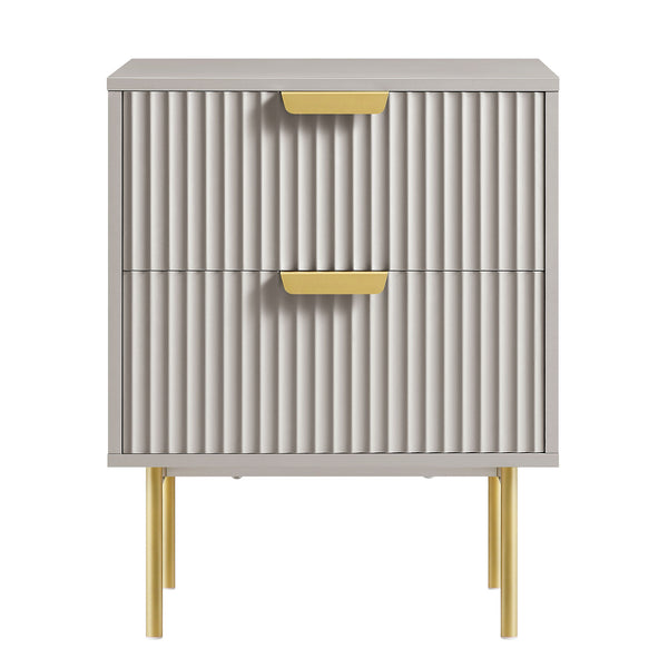 Richmond Ridged 2 Drawer Bedside Table, Matte Taupe daals