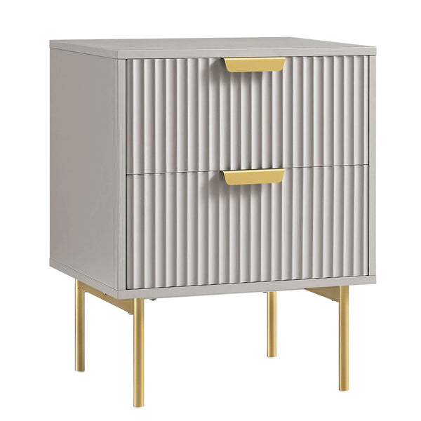 Richmond Ridged 2 Drawer Bedside Table, Matte Taupe