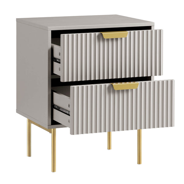 Richmond Ridged 2 Drawer Bedside Table, Matte Taupe daals
