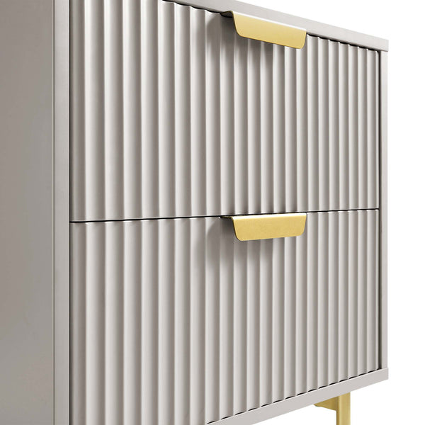 Richmond Ridged 2 Drawer Bedside Table, Matte Taupe