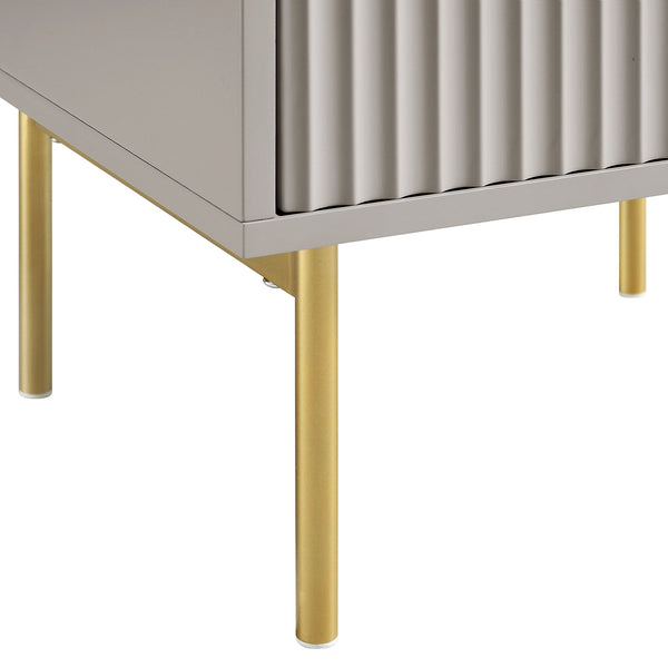 Richmond Ridged 2 Drawer Bedside Table, Matte Taupe