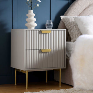 Richmond Ridged 2 Drawer Bedside Table, Matte Taupe