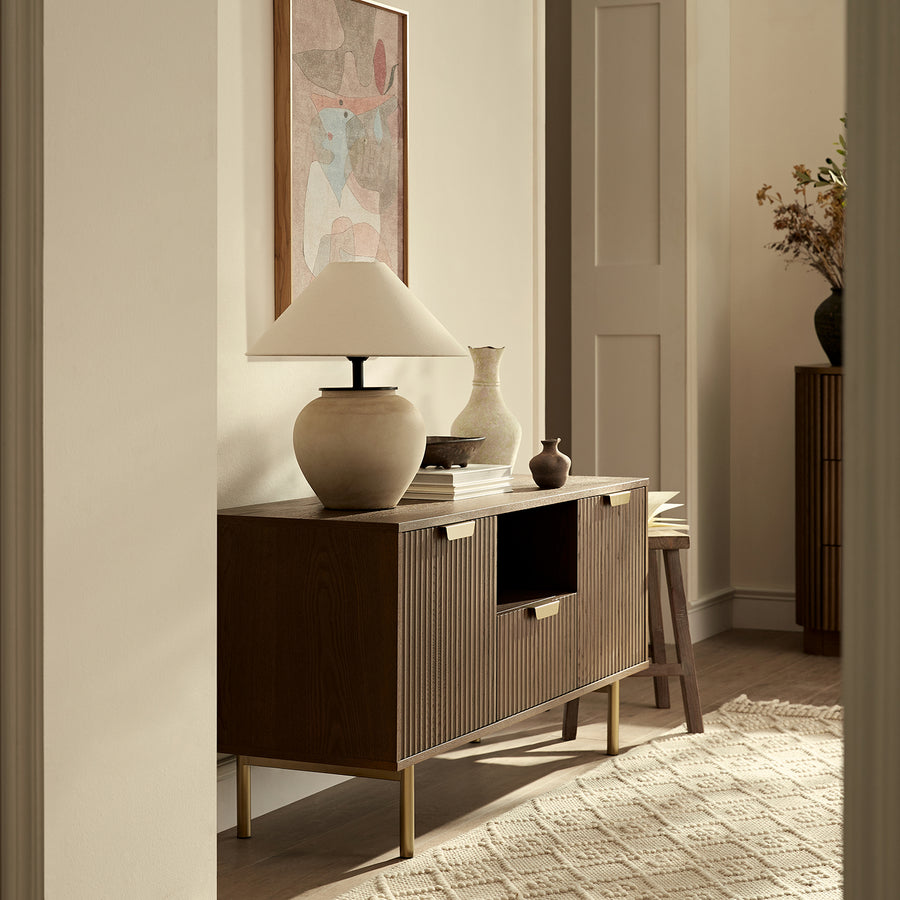 Richmond Ridged 120cm Wide TV Media Unit, Dark Ash